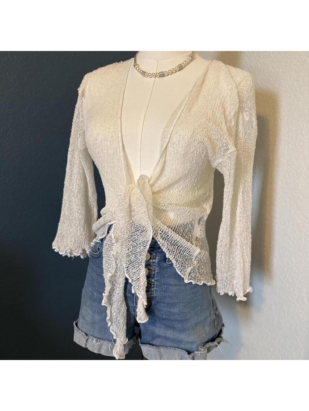 Vintage Fairycore Sheer Knit Whimsical open Cardigan